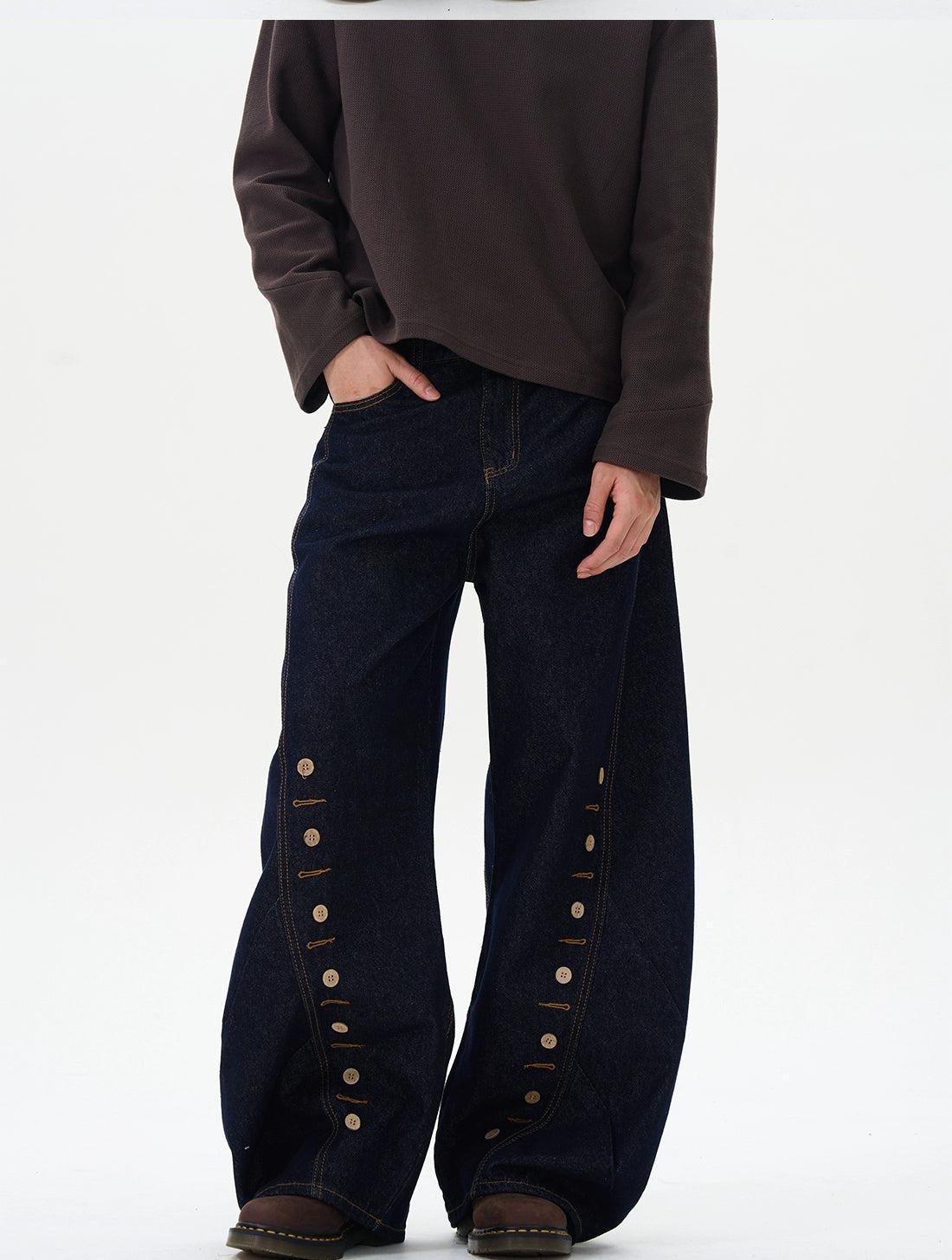 Stitched Buttoned Detail Jeans Korean Street Fashion Jeans By 77Flight Shop Online at OH Vault