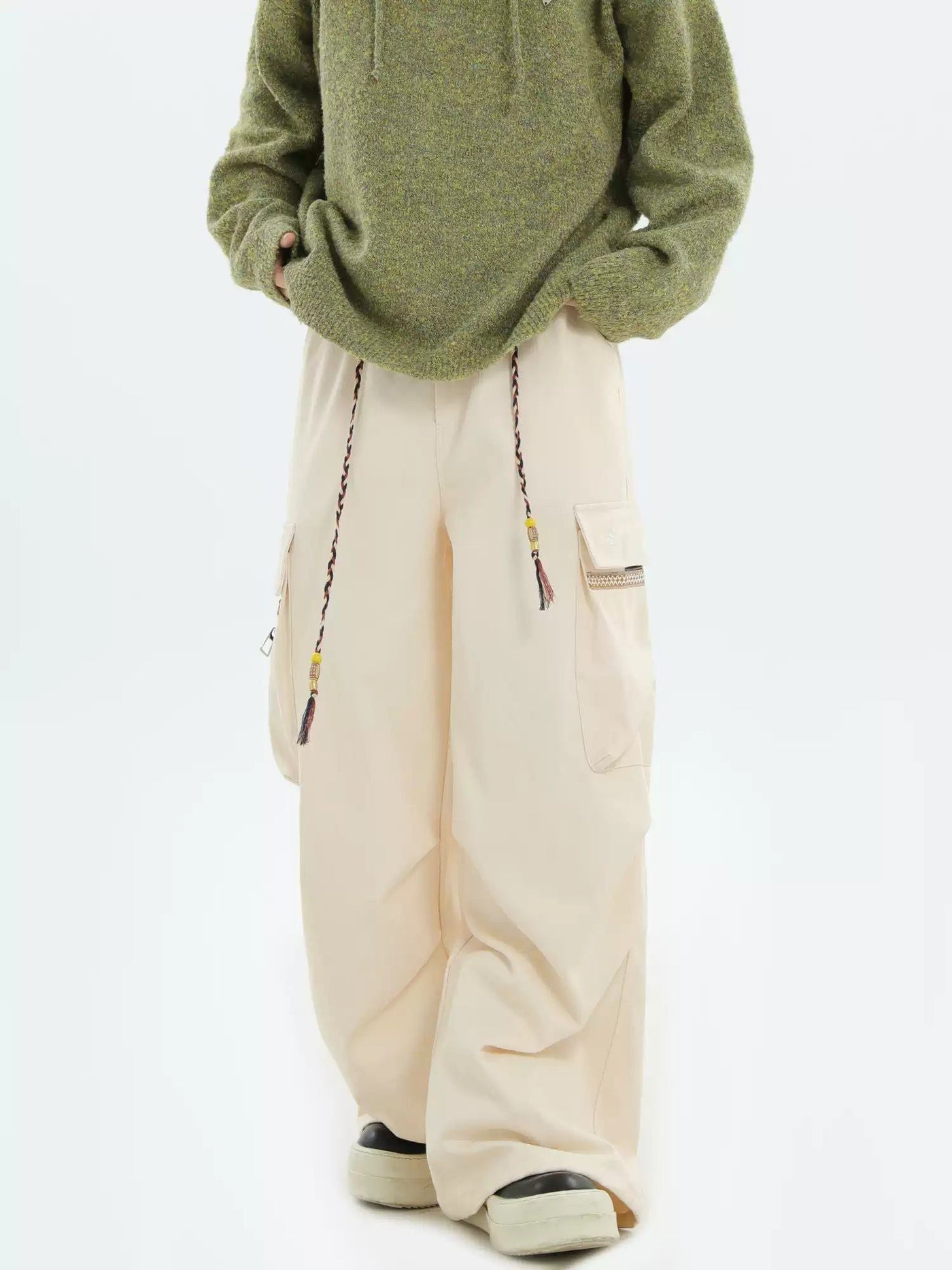 Braided Drawstring Cargo Pants Korean Street Fashion Pants By INS Korea Shop Online at OH Vault