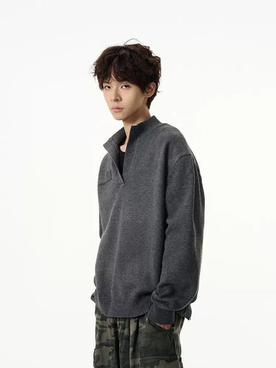 Plain Color Regular Fit Sweater Korean Street Fashion Sweater By 77Flight Shop Online at OH Vault