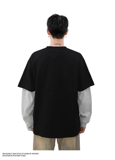 Layered Printed Long Sleeve T-Shirt Korean Street Fashion T-Shirt By Mr Nearly Shop Online at OH Vault