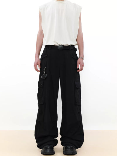 Buttoned Pockets Flowy Cargo Pants Korean Street Fashion Pants By Mr Nearly Shop Online at OH Vault