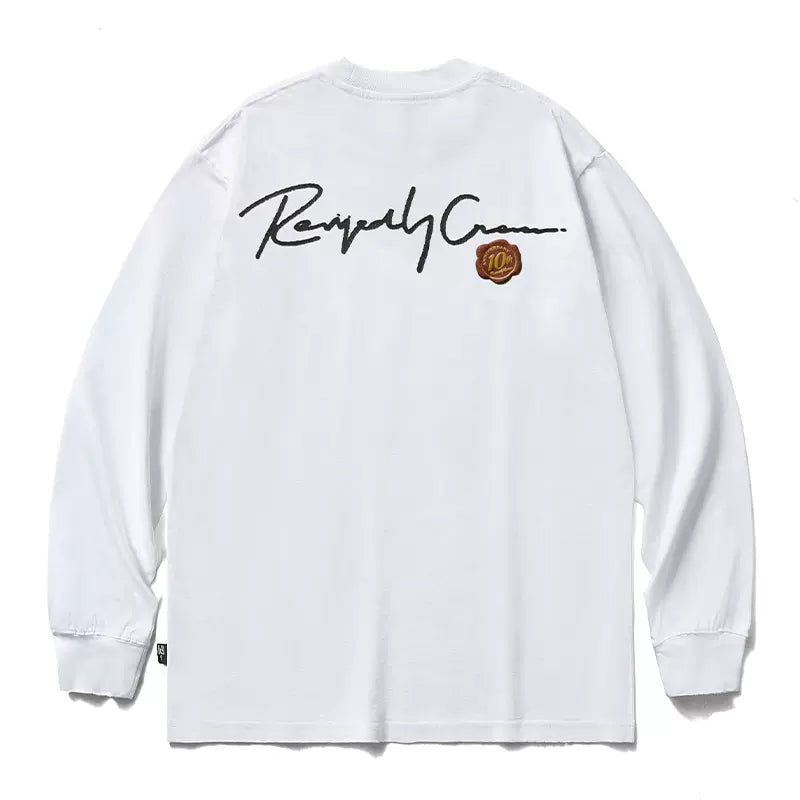 Cursive Logo Long Sleeve T-Shirt Korean Street Fashion T-Shirt By Remedy Shop Online at OH Vault