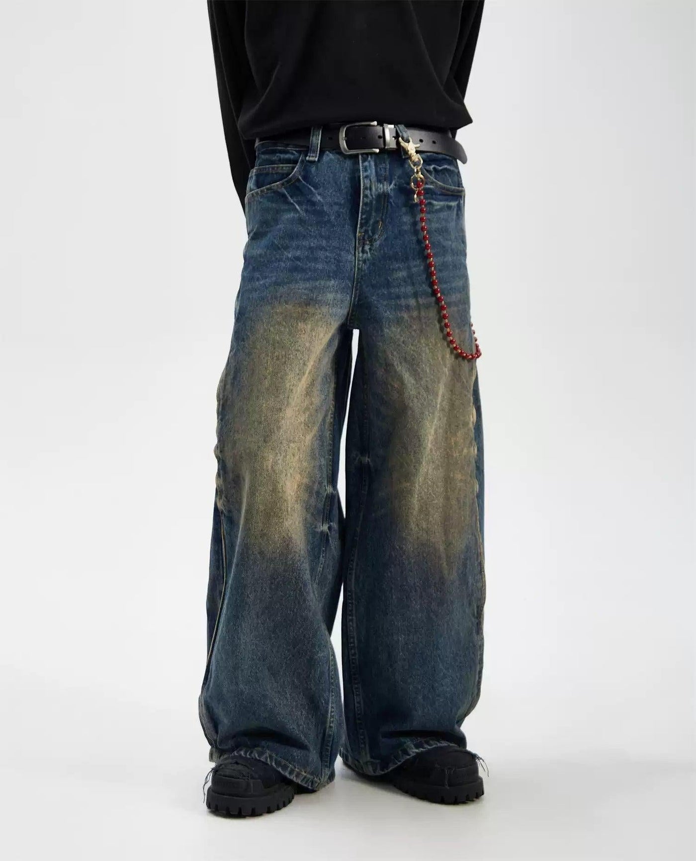 Washed Side Stitched Jeans Korean Street Fashion Jeans By Ash Dark Shop Online at OH Vault