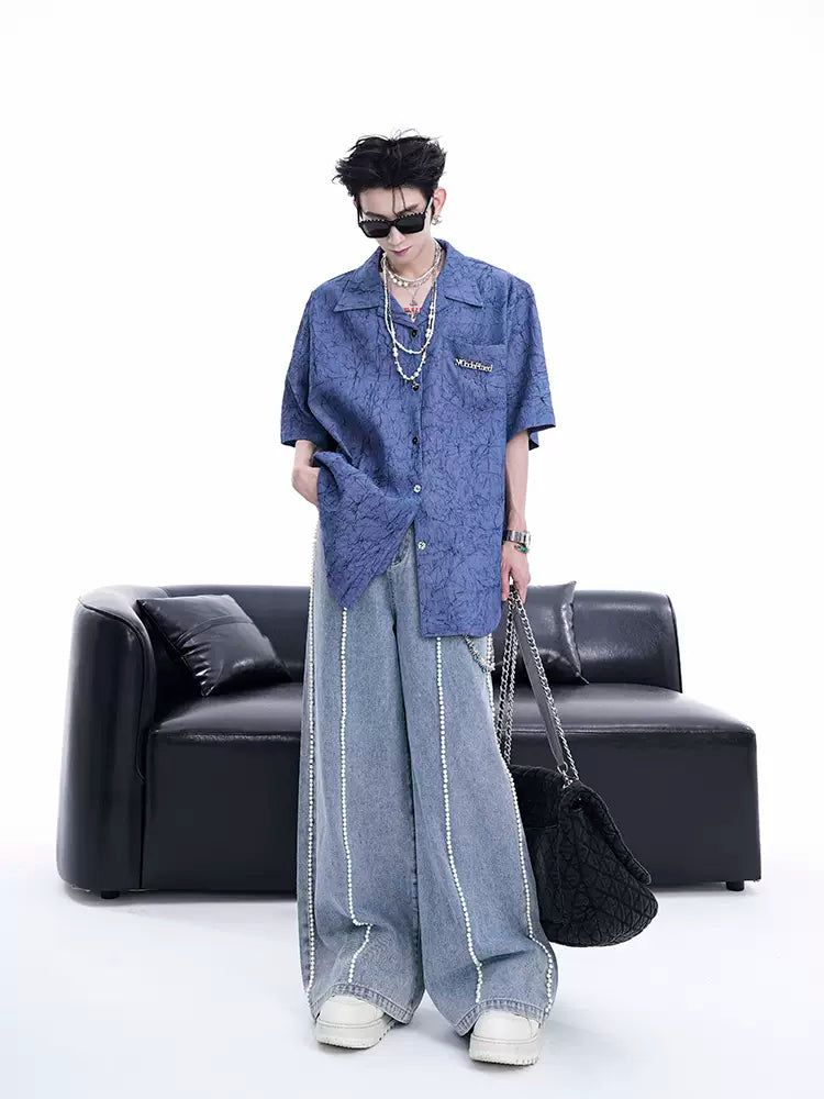 Rough Texture Buttoned Shirt Korean Street Fashion Shirt By Slim Black Shop Online at OH Vault