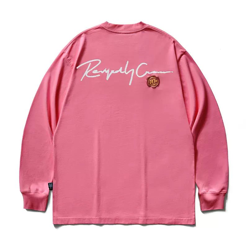 Cursive Logo Long Sleeve T-Shirt Korean Street Fashion T-Shirt By Remedy Shop Online at OH Vault