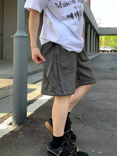 Raw Seam Lines Shorts Korean Street Fashion Shorts By Poikilotherm Shop Online at OH Vault