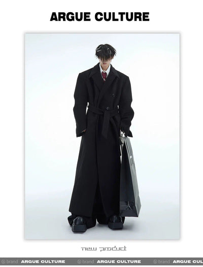 Double-Breasted Belted Trench Coat Korean Street Fashion Long Coat By Argue Culture Shop Online at OH Vault