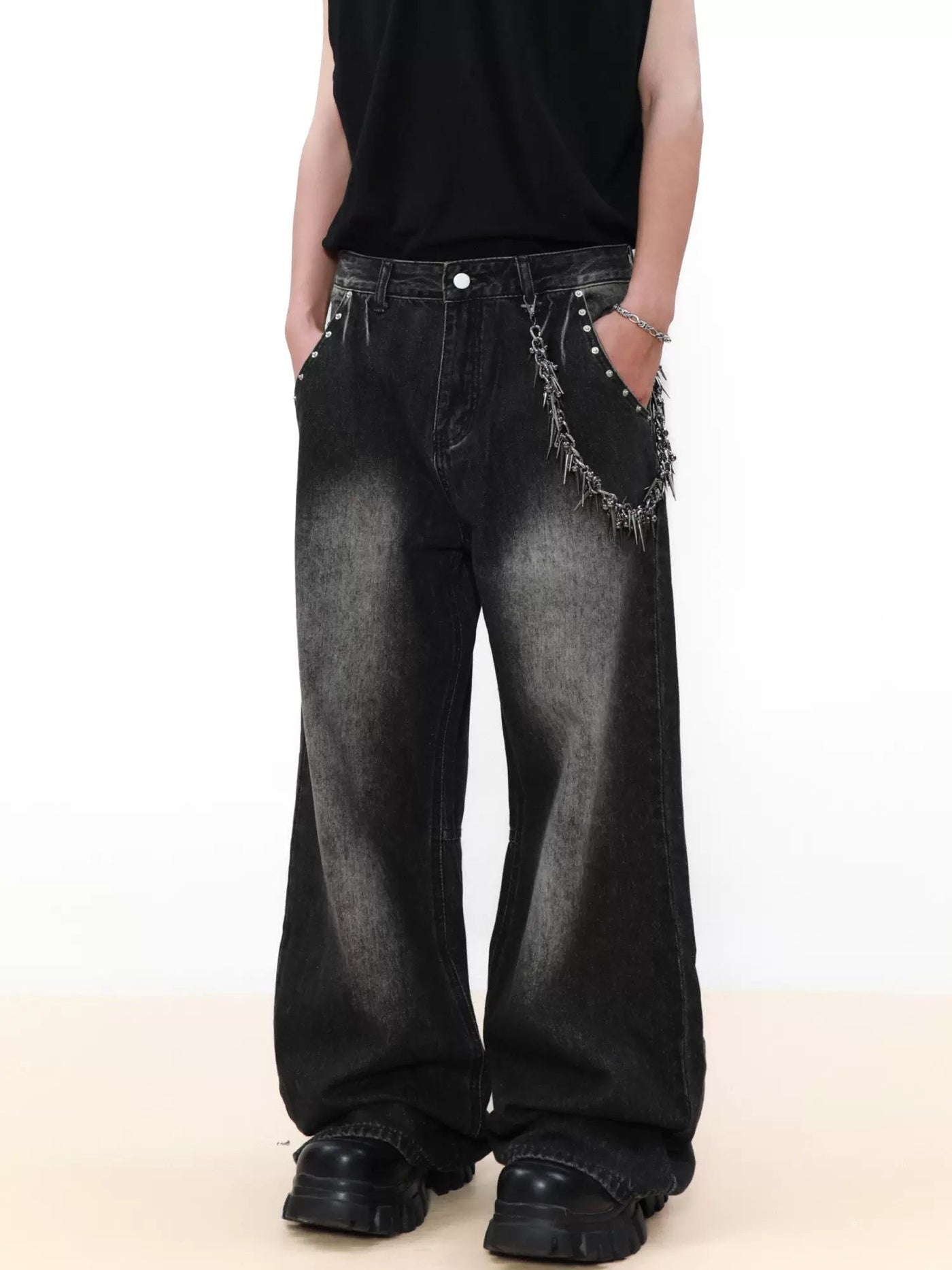 Fade Highlight Emphasis Jeans Korean Street Fashion Jeans By Mr Nearly Shop Online at OH Vault