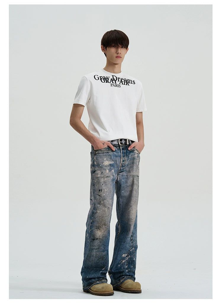 Paint-Splash Flared Jeans Korean Street Fashion Jeans By A PUEE Shop Online at OH Vault