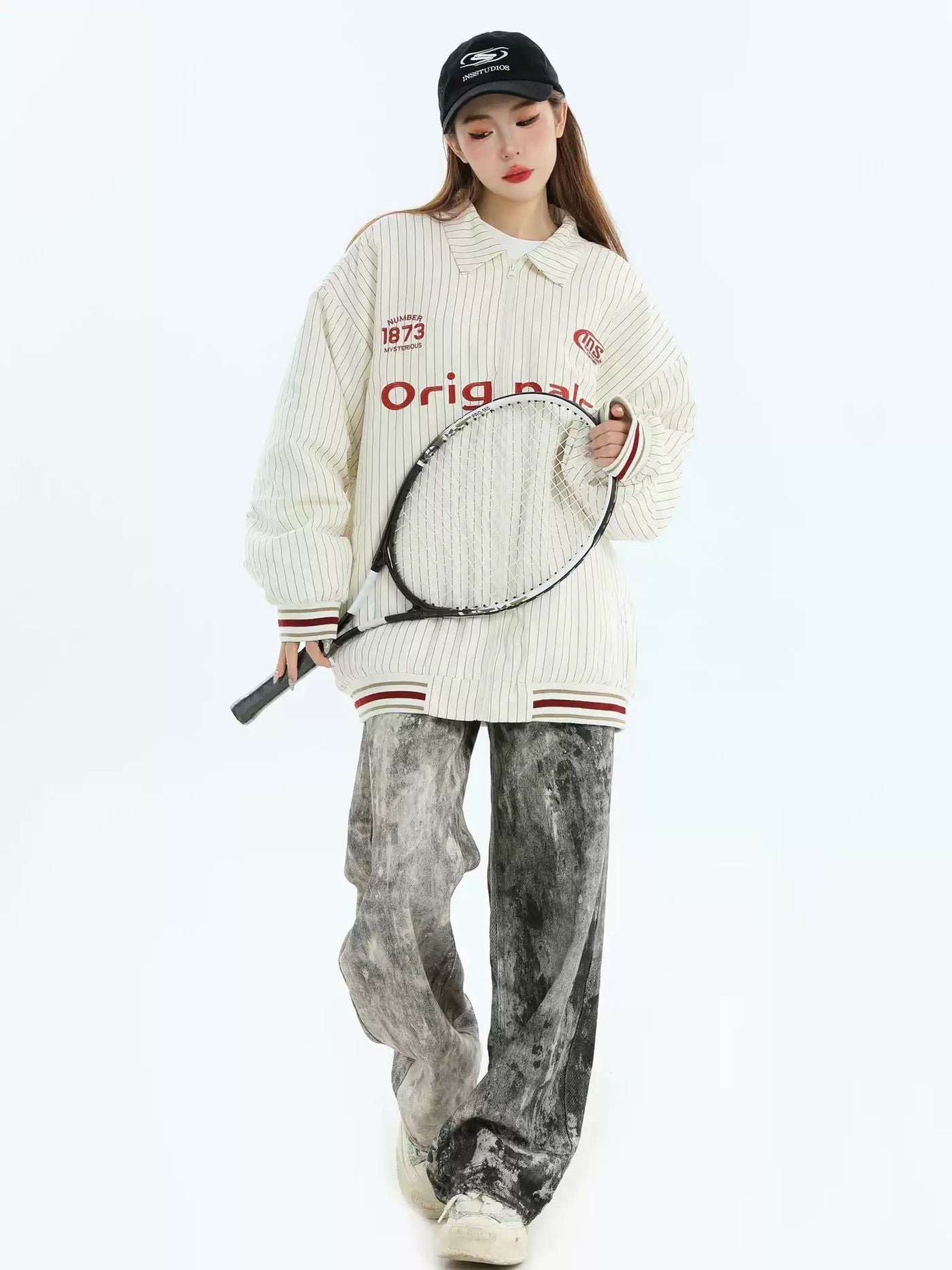 Originals Text Striped Jacket Korean Street Fashion Jacket By INS Korea Shop Online at OH Vault