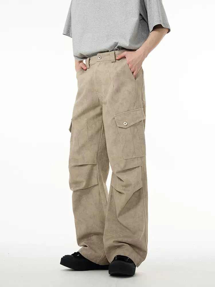 Suede Textured Cargo Pants Korean Street Fashion Pants By 77Flight Shop Online at OH Vault