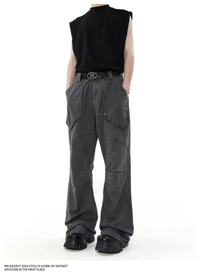 Faded Big Pocket Pleats Cargo Pants Korean Street Fashion Pants By Mr Nearly Shop Online at OH Vault