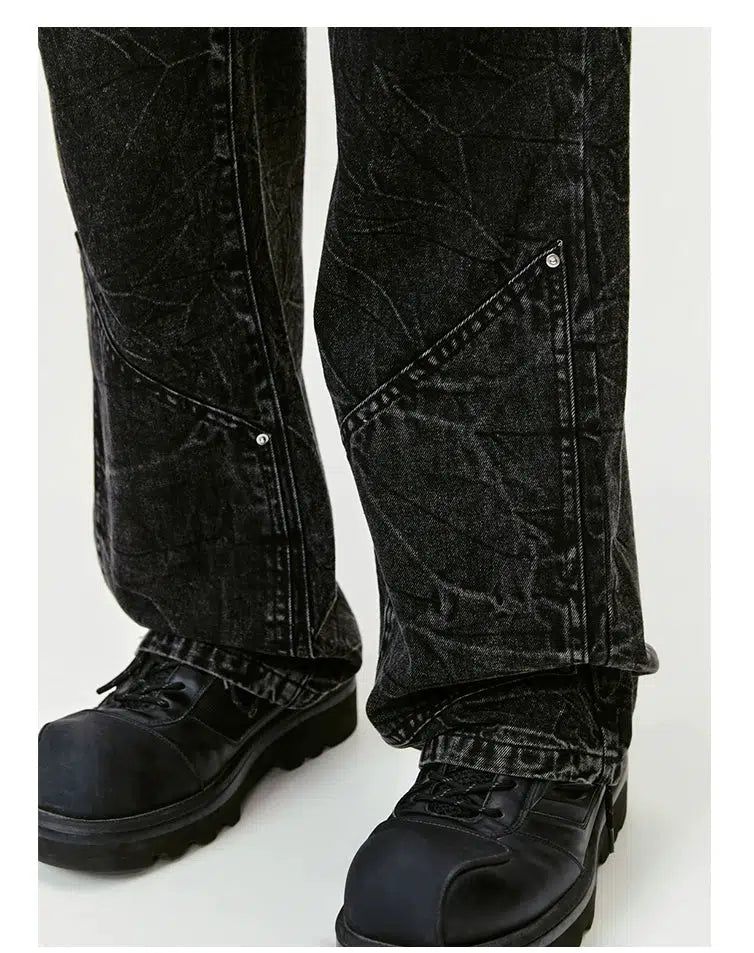 Lightning Washed Pattern Jeans Korean Street Fashion Jeans By Made Extreme Shop Online at OH Vault