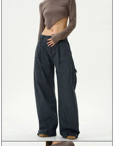 Fold Pleats Sickle-Shape Pants Korean Street Fashion Pants By 77Flight Shop Online at OH Vault