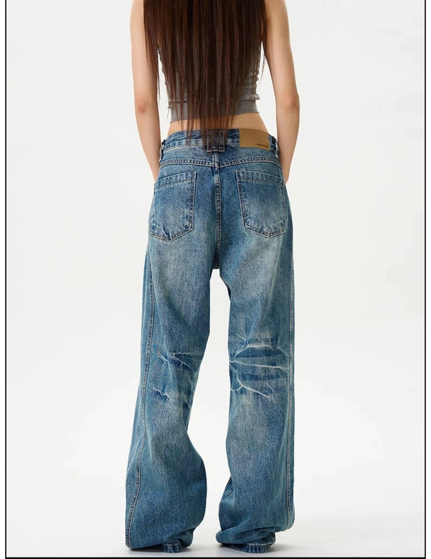 Faded Multi-Seam Loose Jeans Korean Street Fashion Jeans By 77Flight Shop Online at OH Vault