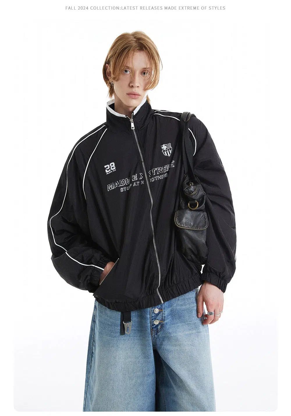 Athletic Stand-Up Collar Windbreaker Jacket Korean Street Fashion Jacket By Made Extreme Shop Online at OH Vault