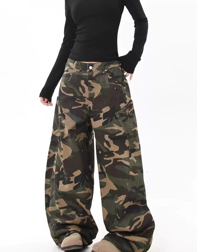 Lettered Camouflage Cargo Pants Korean Street Fashion Pants By Blacklists Shop Online at OH Vault