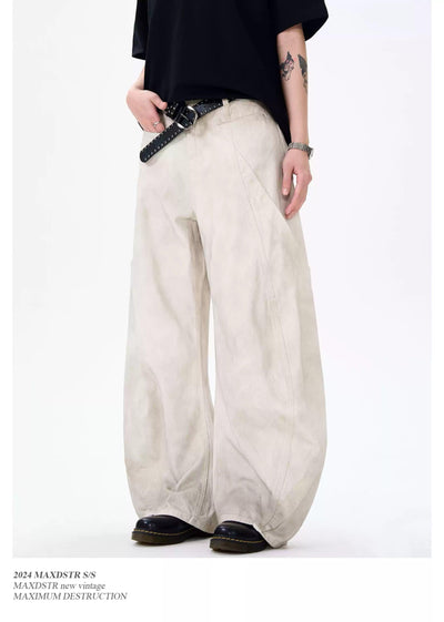 Dirty Wash Wide Leg Pants Korean Street Fashion Pants By MaxDstr Shop Online at OH Vault