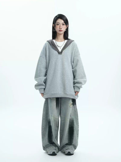 Spliced Knit Hood Hoodie Korean Street Fashion Hoodie By Jump Next Shop Online at OH Vault