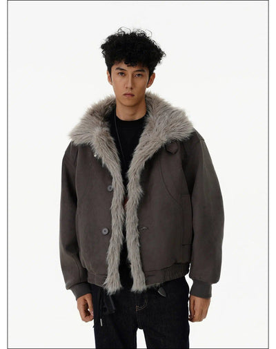 Fur Trimmed Buttoned Jacket Korean Street Fashion Jacket By Mr Nearly Shop Online at OH Vault