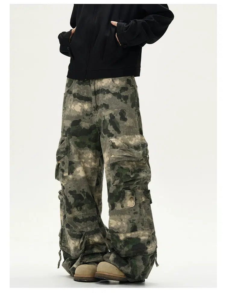 Relaxed Fit Camouflage Cargo Pants Korean Street Fashion Pants By A PUEE Shop Online at OH Vault