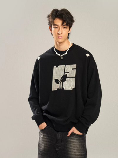 Stitched Logo Comfty Crewneck Korean Street Fashion Crewneck By New Start Shop Online at OH Vault