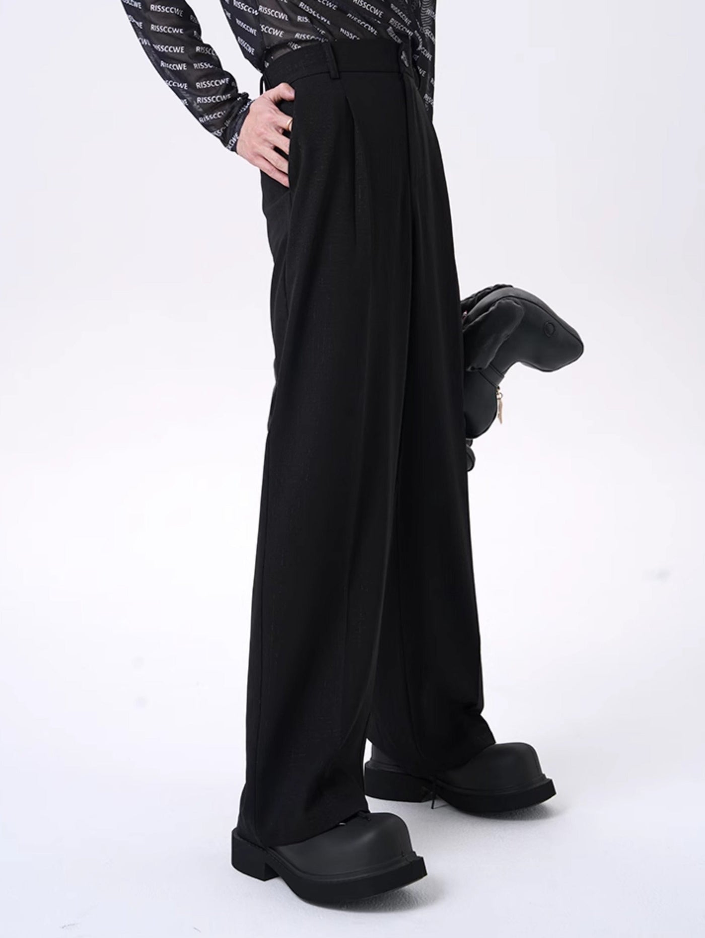 Buttoned Layered Blazer & Pleated Trousers Set Korean Street Fashion Clothing Set By Slim Black Shop Online at OH Vault