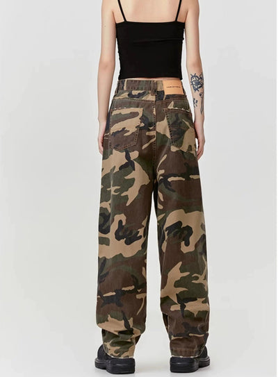 Distressed Hem Camouflage Pants Korean Street Fashion Pants By Made Extreme Shop Online at OH Vault