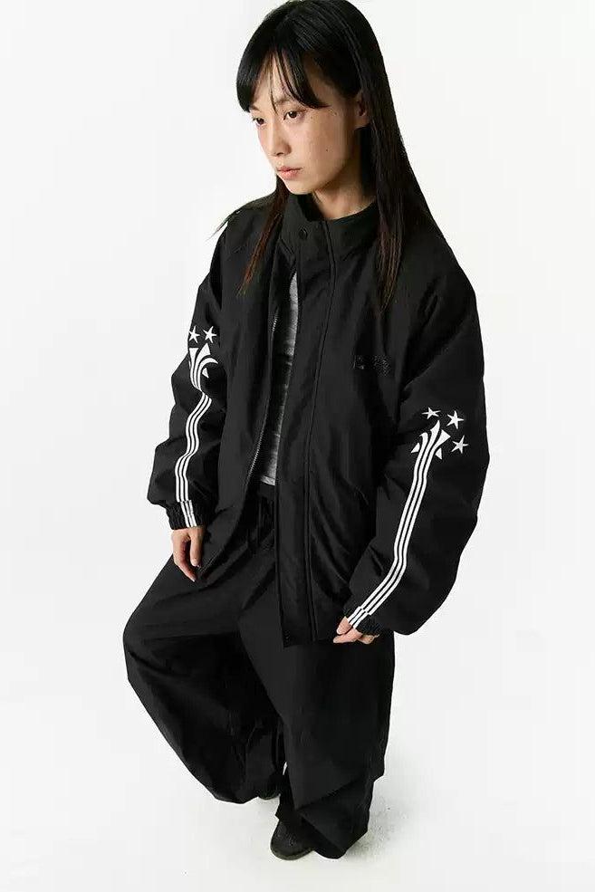 Striped and Star Athleisure Jacket Korean Street Fashion Jacket By Crying Center Shop Online at OH Vault