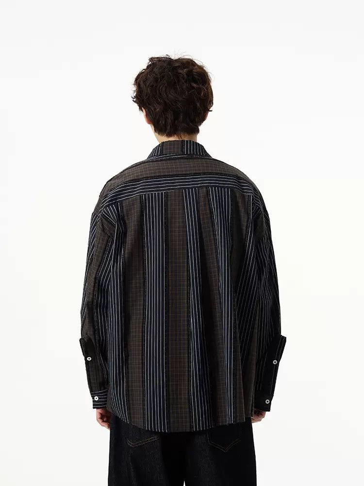 Breast Pocket Pattern Clash Shirt Korean Street Fashion Shirt By 77Flight Shop Online at OH Vault