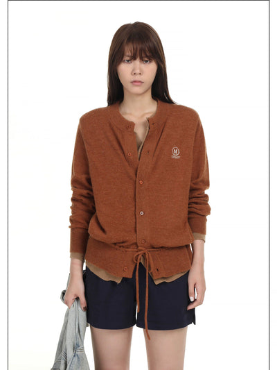 Layered Adjustable Waist Cord Knit Cardigan Korean Street Fashion Cardigan By Mason Prince Shop Online at OH Vault