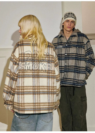 Plaid Down Outer Shirt Korean Street Fashion Shirt By Donsmoke Shop Online at OH Vault