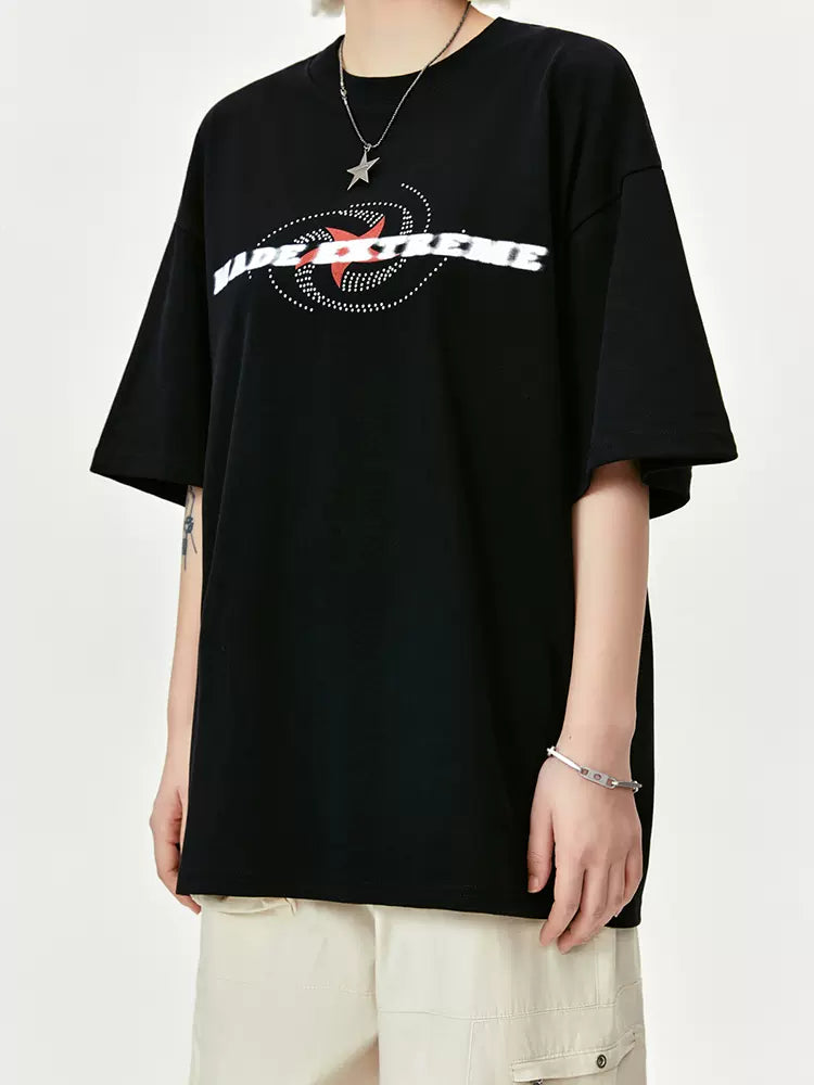 Logo and Propeller Print T-Shirt Korean Street Fashion T-Shirt By Made Extreme Shop Online at OH Vault