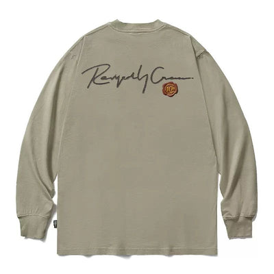 Cursive Logo Long Sleeve T-Shirt Korean Street Fashion T-Shirt By Remedy Shop Online at OH Vault