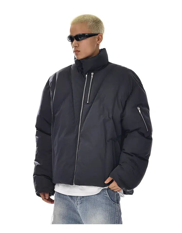 Zipper Pockets Puffer Jacket Korean Street Fashion Jacket By MEBXX Shop Online at OH Vault