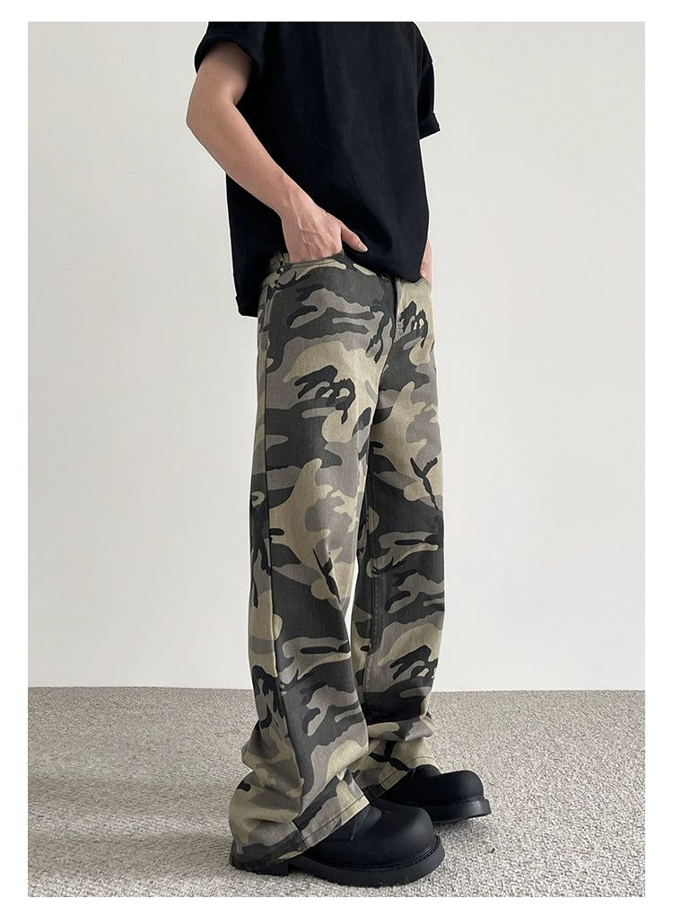 Clean Fit Camouflage Jeans Korean Street Fashion Jeans By A PUEE Shop Online at OH Vault