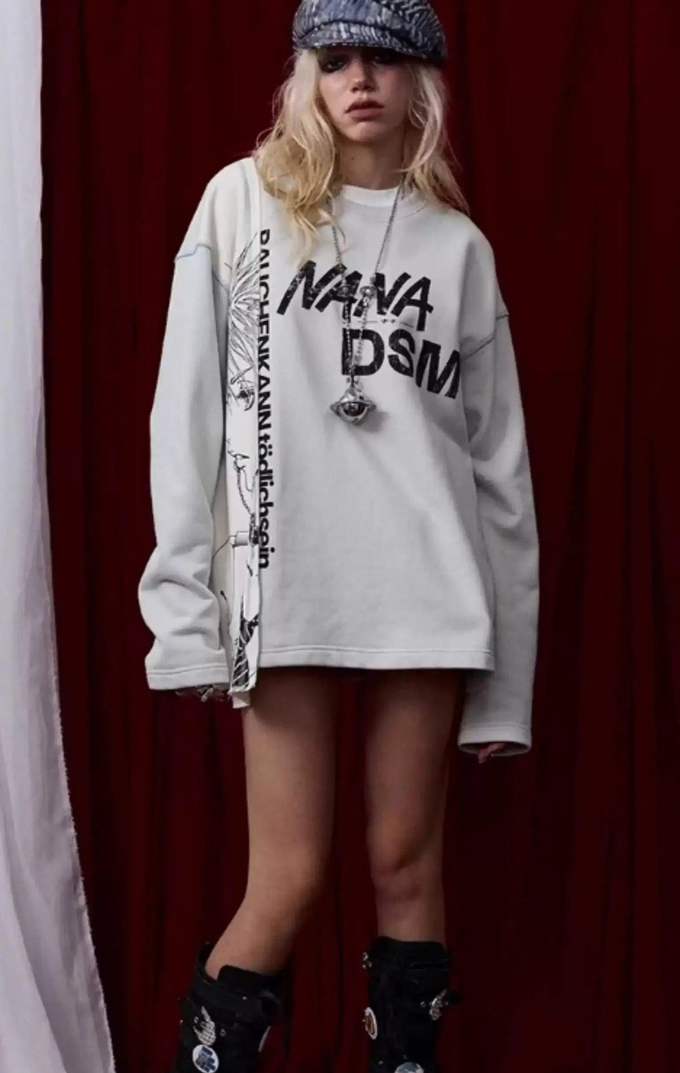 Nana Outline Print Crewneck Korean Street Fashion Crewneck By Donsmoke Shop Online at OH Vault