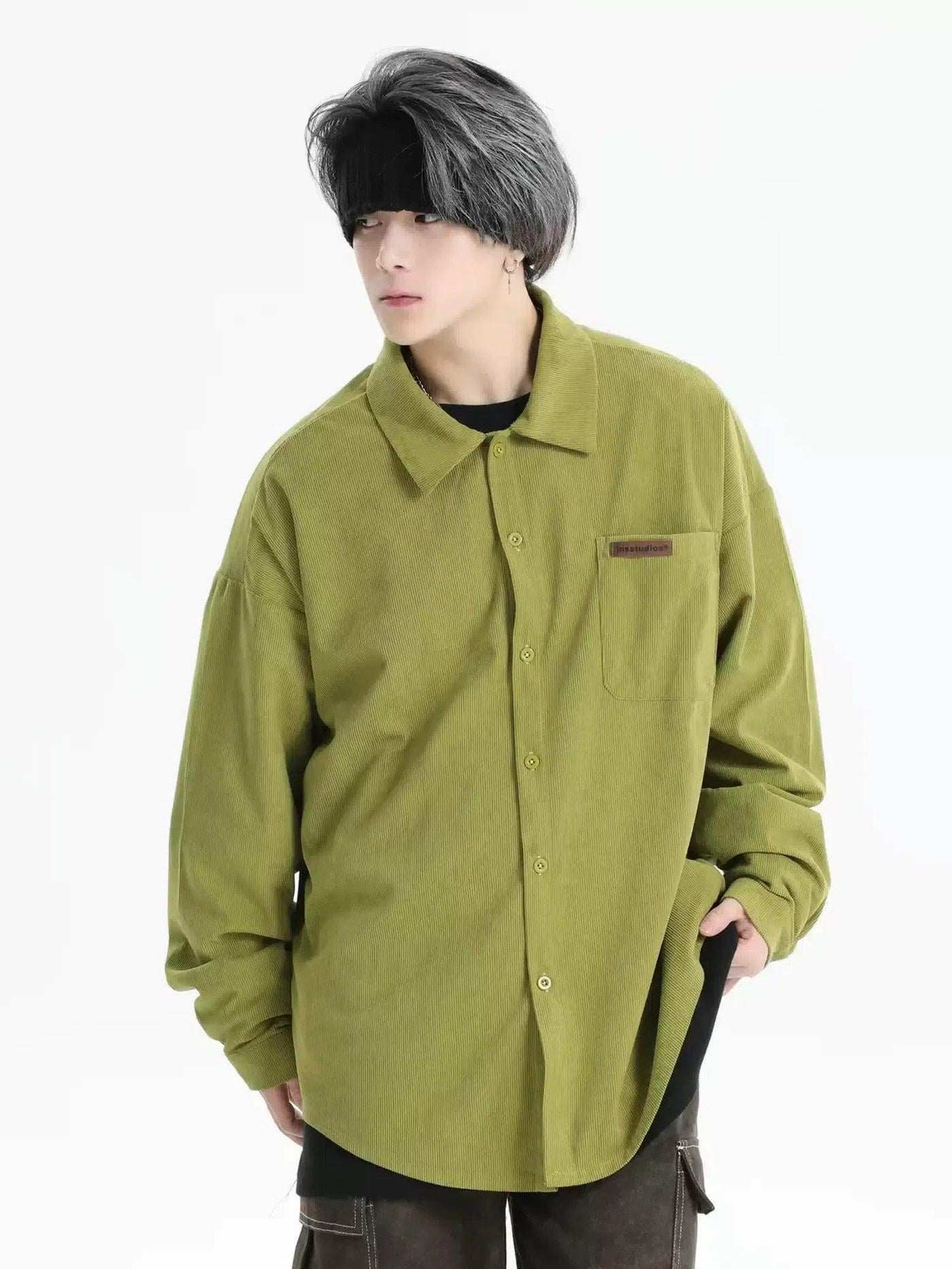 Solid Color Corduroy Shirt Korean Street Fashion Shirt By INS Korea Shop Online at OH Vault