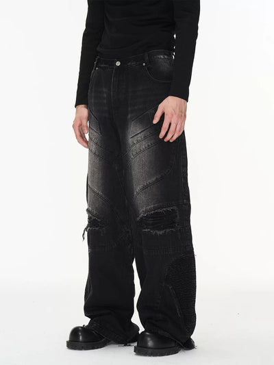 Distressed & Washed Multi-Detail Jeans Korean Street Fashion Jeans By Blind No Plan Shop Online at OH Vault