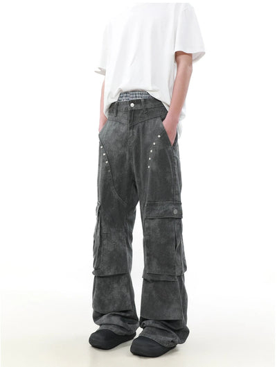 Multi-Detail Washed Cargo Pants Korean Street Fashion Pants By Mr Nearly Shop Online at OH Vault