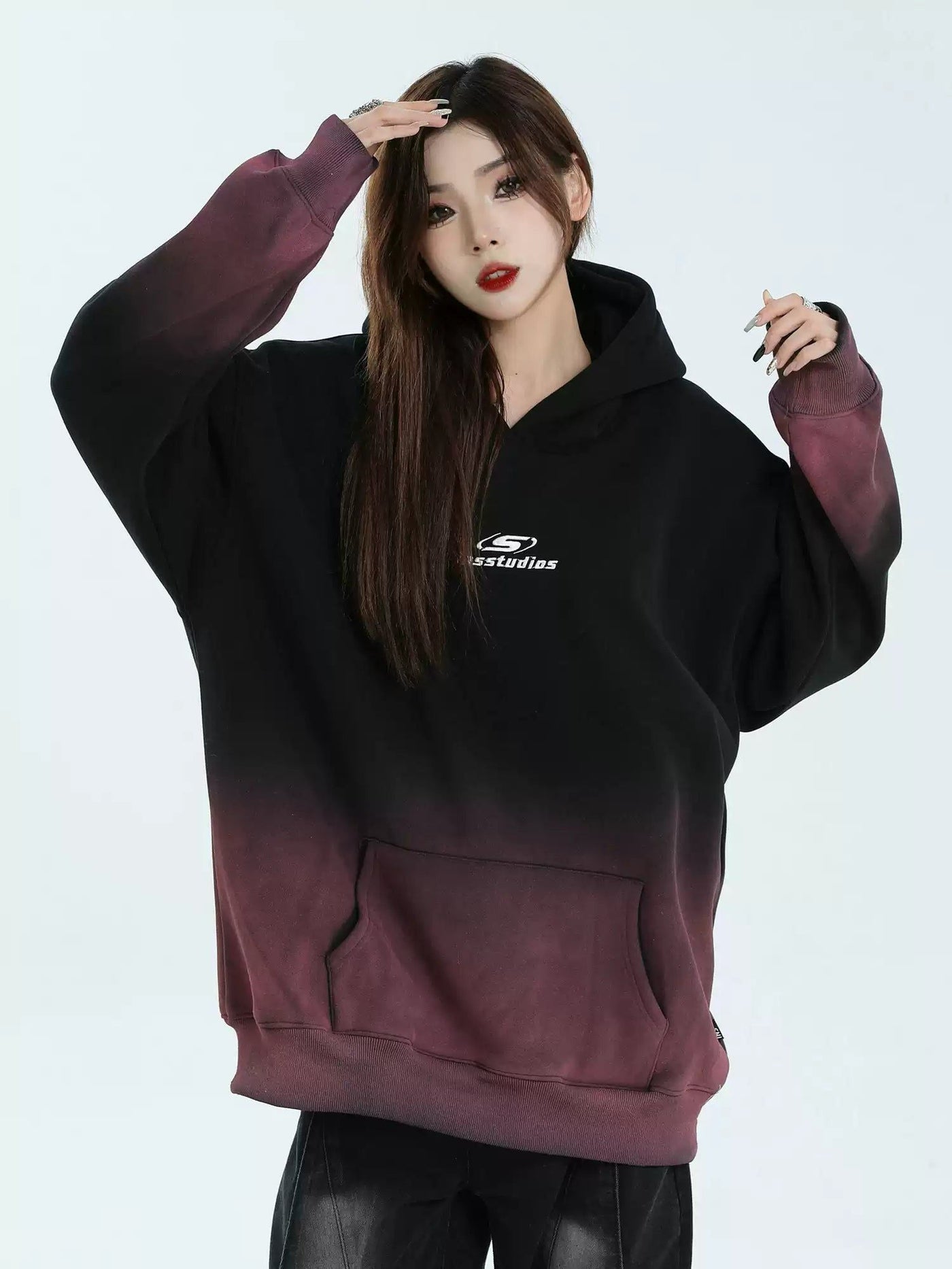 Two Tone Gradient Hoodie Korean Street Fashion Hoodie By INS Korea Shop Online at OH Vault