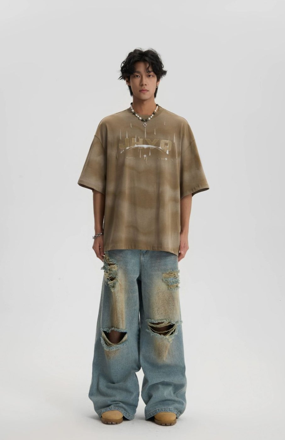 Ripped and Faded Loose Jeans Korean Street Fashion Jeans By JHYQ Shop Online at OH Vault