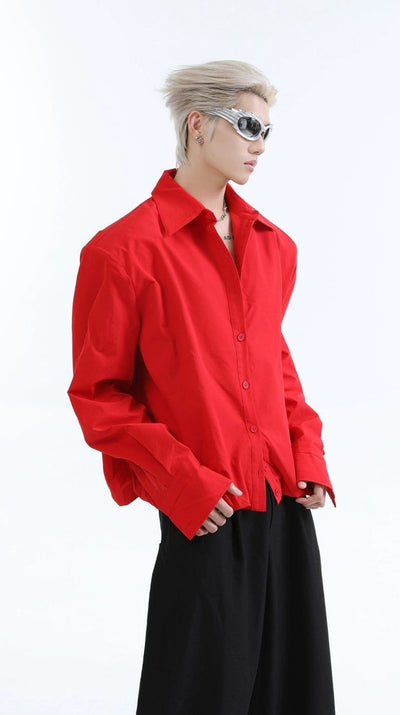 Solid Color Buttoned Boxy Shirt Korean Street Fashion Shirt By Turn Tide Shop Online at OH Vault