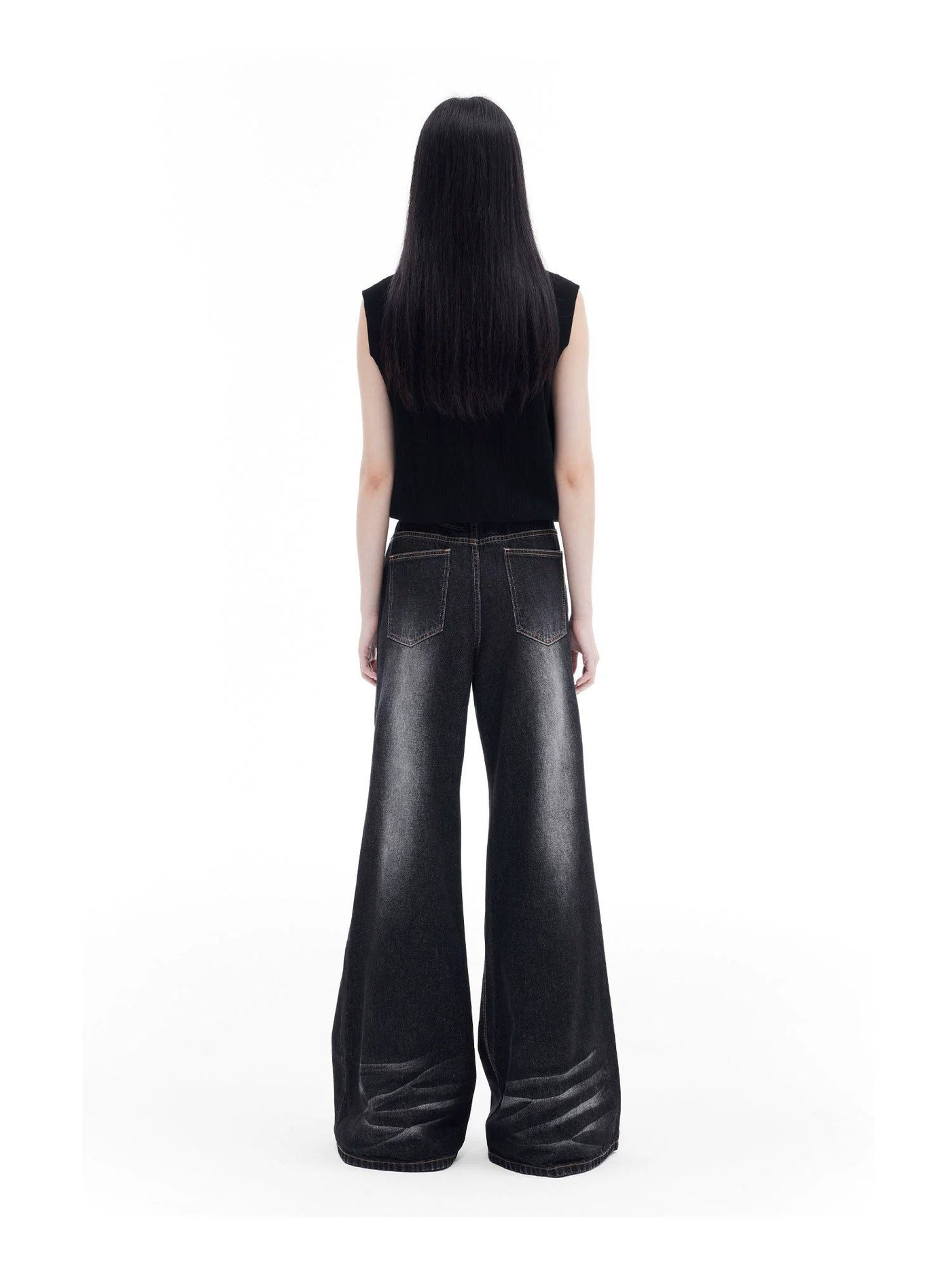 Whiskered Ends Flare Jeans Korean Street Fashion Jeans By Terra Incognita Shop Online at OH Vault