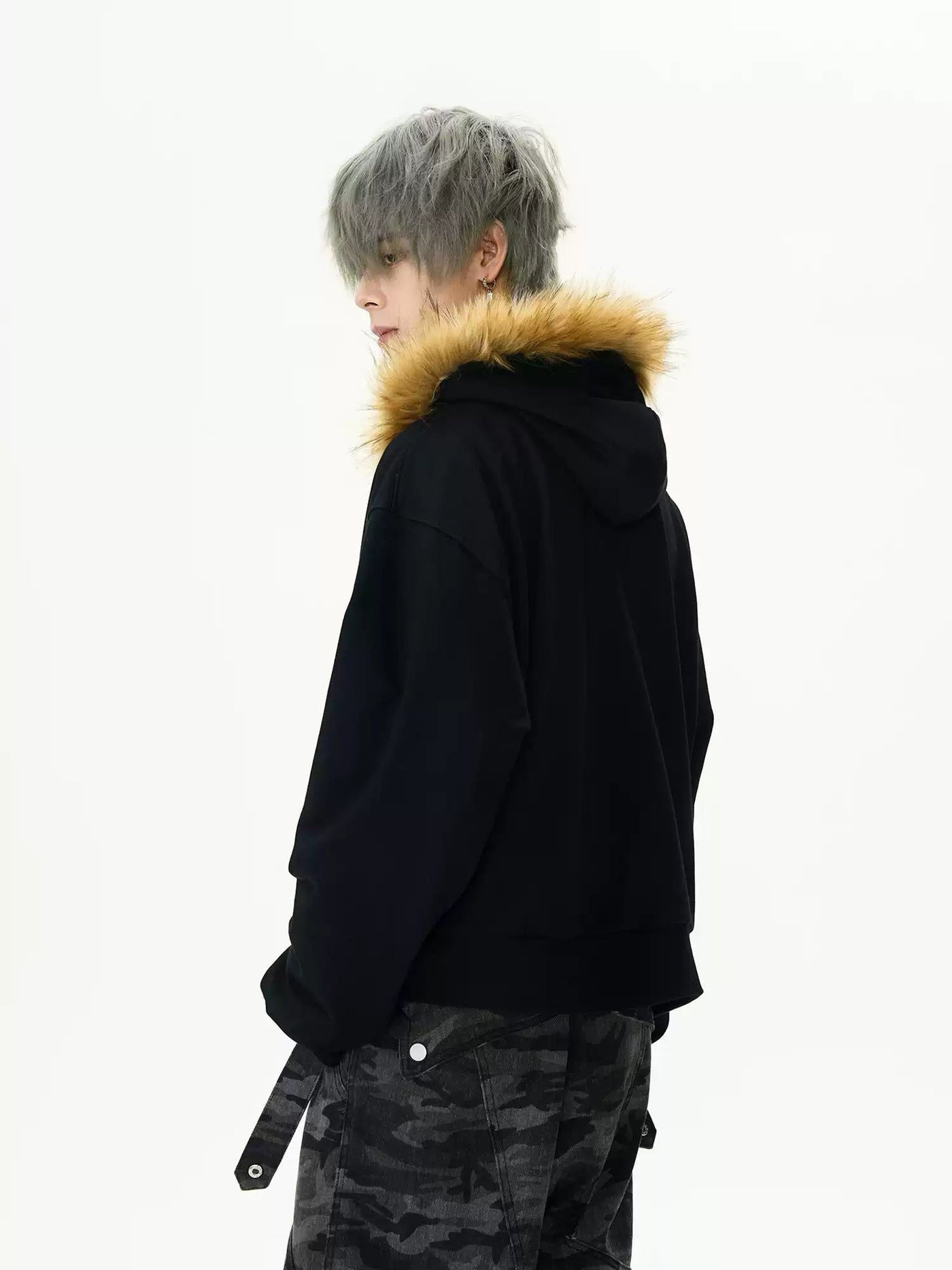 Furry Edge Zip-Up Hoodie Korean Street Fashion Hoodie By MaxDstr Shop Online at OH Vault