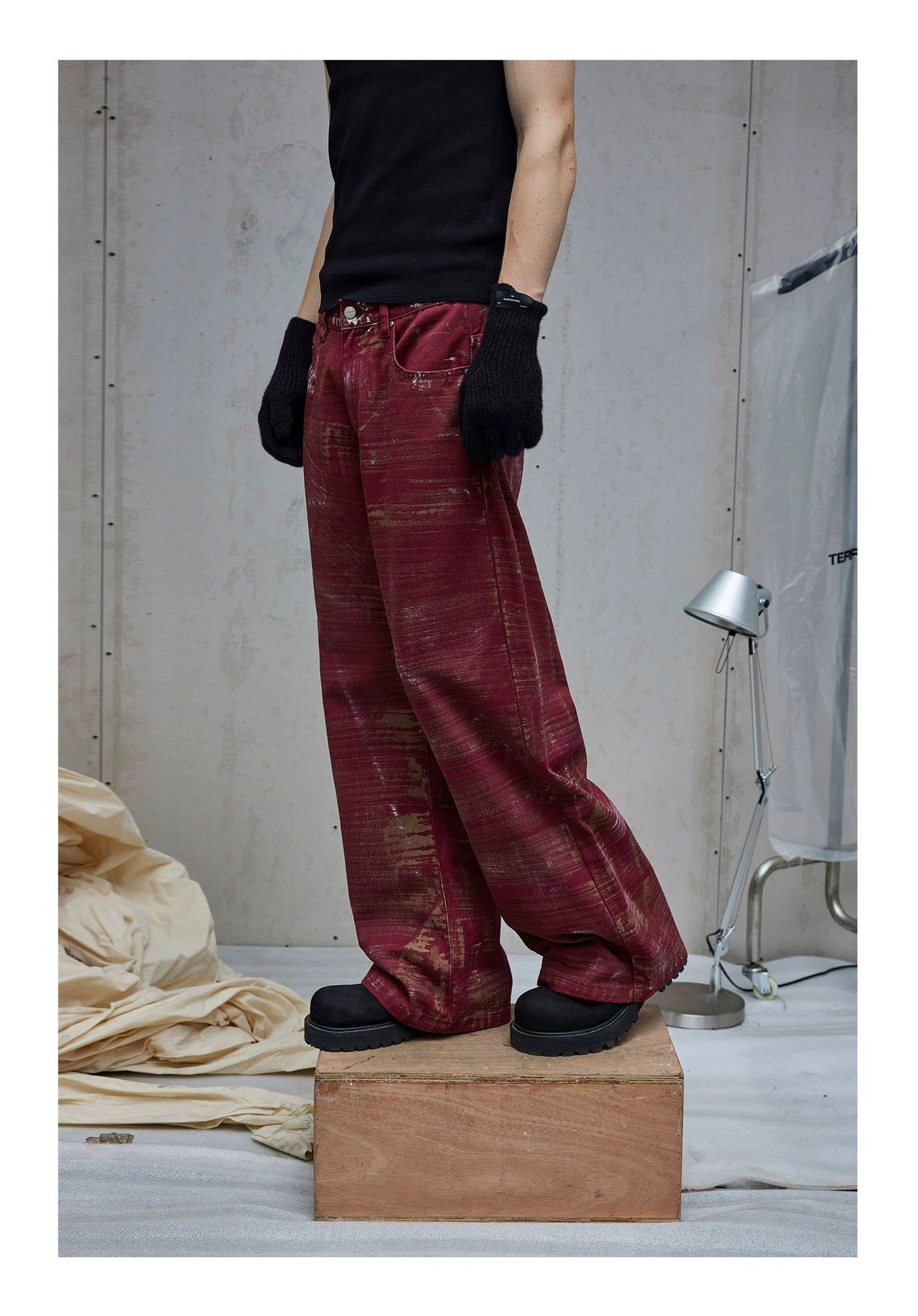 Paint Brush Smudges Buttoned Pants Korean Street Fashion Pants By Terra Incognita Shop Online at OH Vault