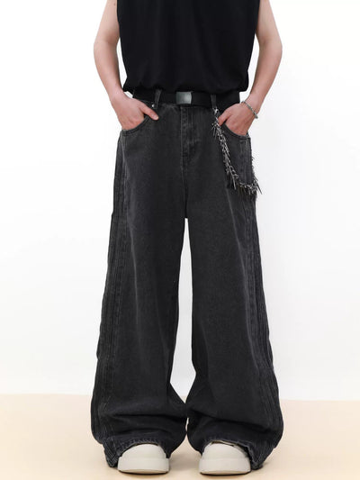 Buttoned Sides Washed Jeans Korean Street Fashion Jeans By Mr Nearly Shop Online at OH Vault