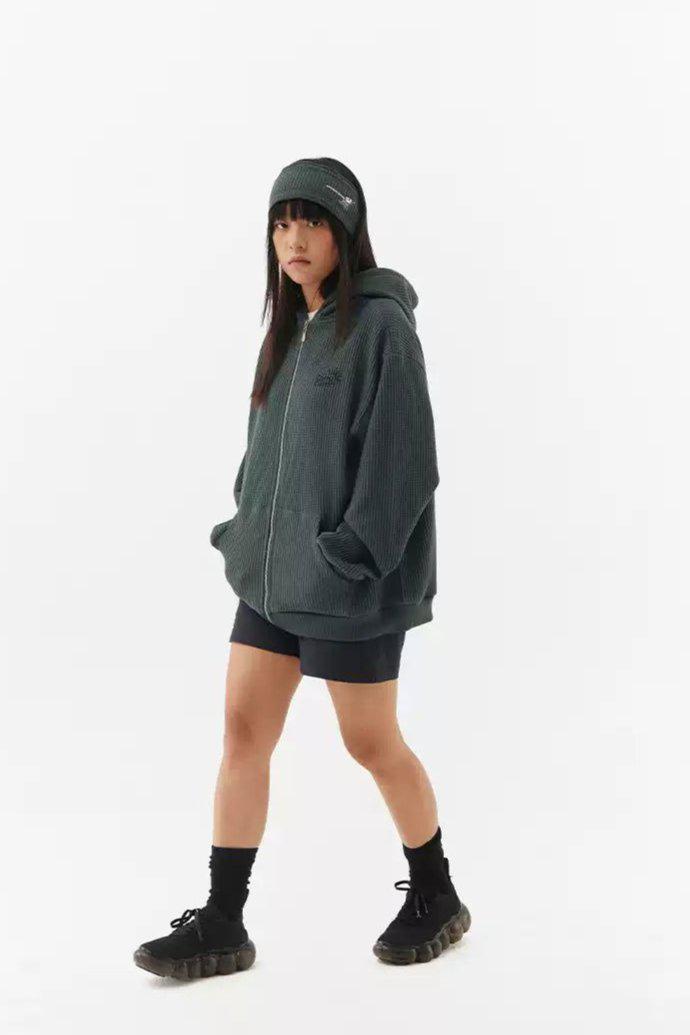 Hooded Waffled Grid Jacket Korean Street Fashion Jacket By Crying Center Shop Online at OH Vault