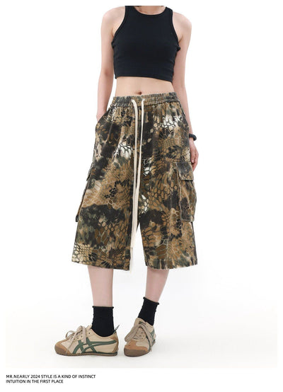 Drawstring Snake Pattern Shorts Korean Street Fashion Shorts By Mr Nearly Shop Online at OH Vault