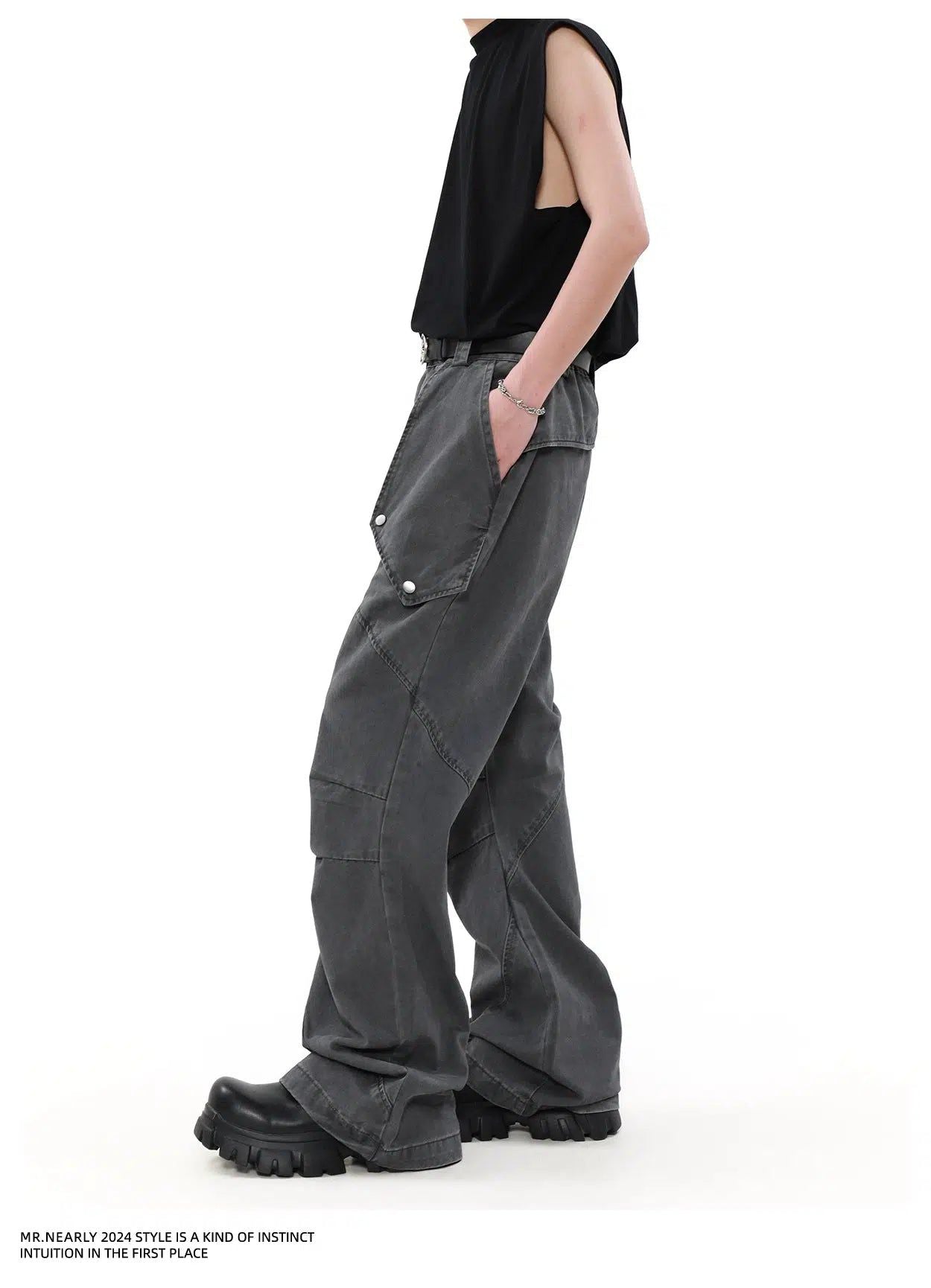 Faded Big Pocket Pleats Cargo Pants Korean Street Fashion Pants By Mr Nearly Shop Online at OH Vault